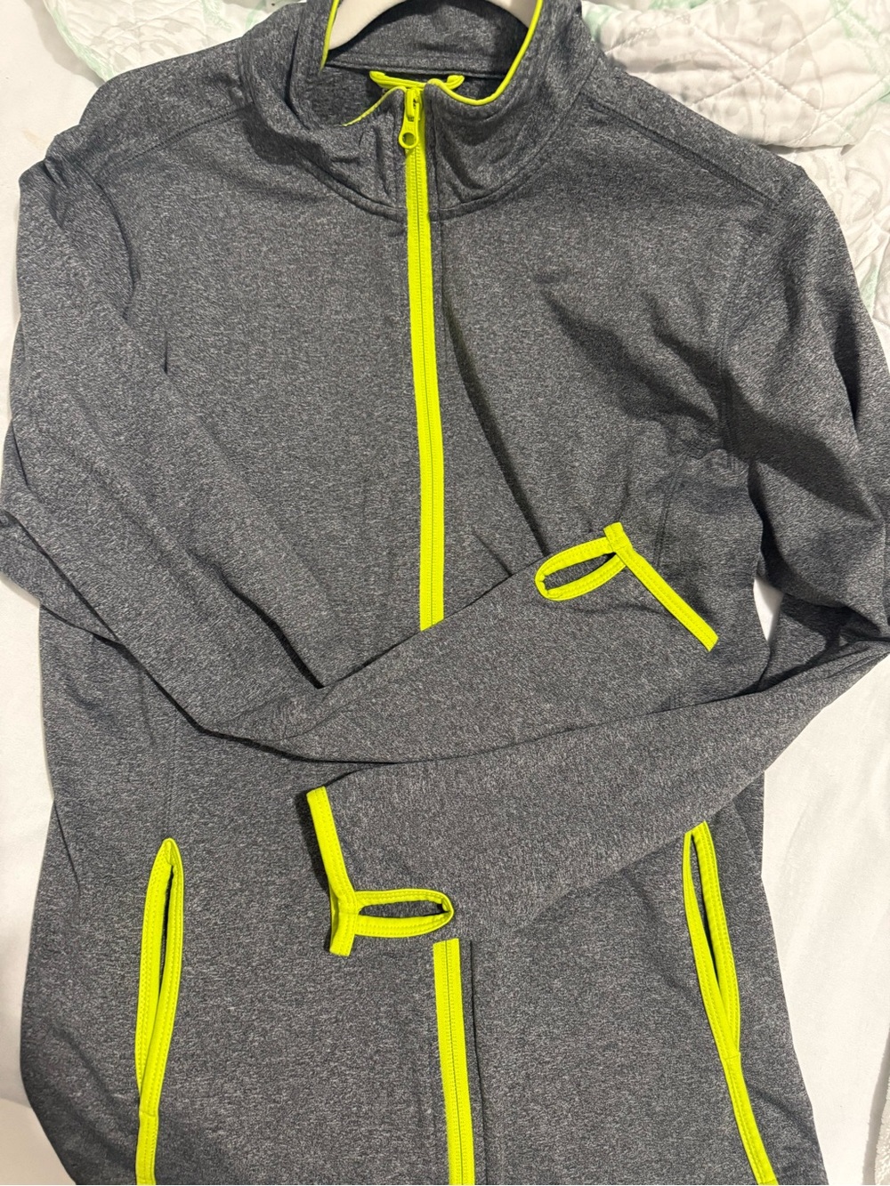 Sport-Tek Men's Charcoal Gray Performance Jacket with Neon Yellow Trim